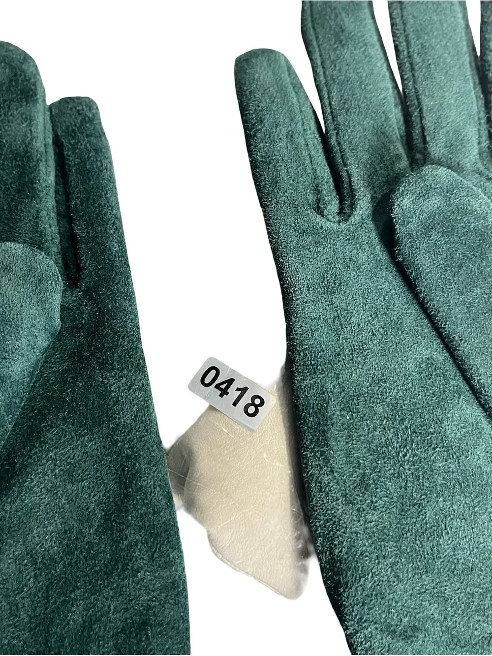 Vtg 1997 Isotoner Women Green Suede Leather Gloves 100% Lined Aris 115 Sz Medium